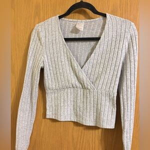 No Boundaries Light Gray Ribbed Sweater